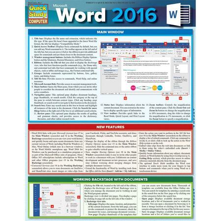 BARCHARTS PUBLISHING Microsoft Word 2016 Guide 9781423226100